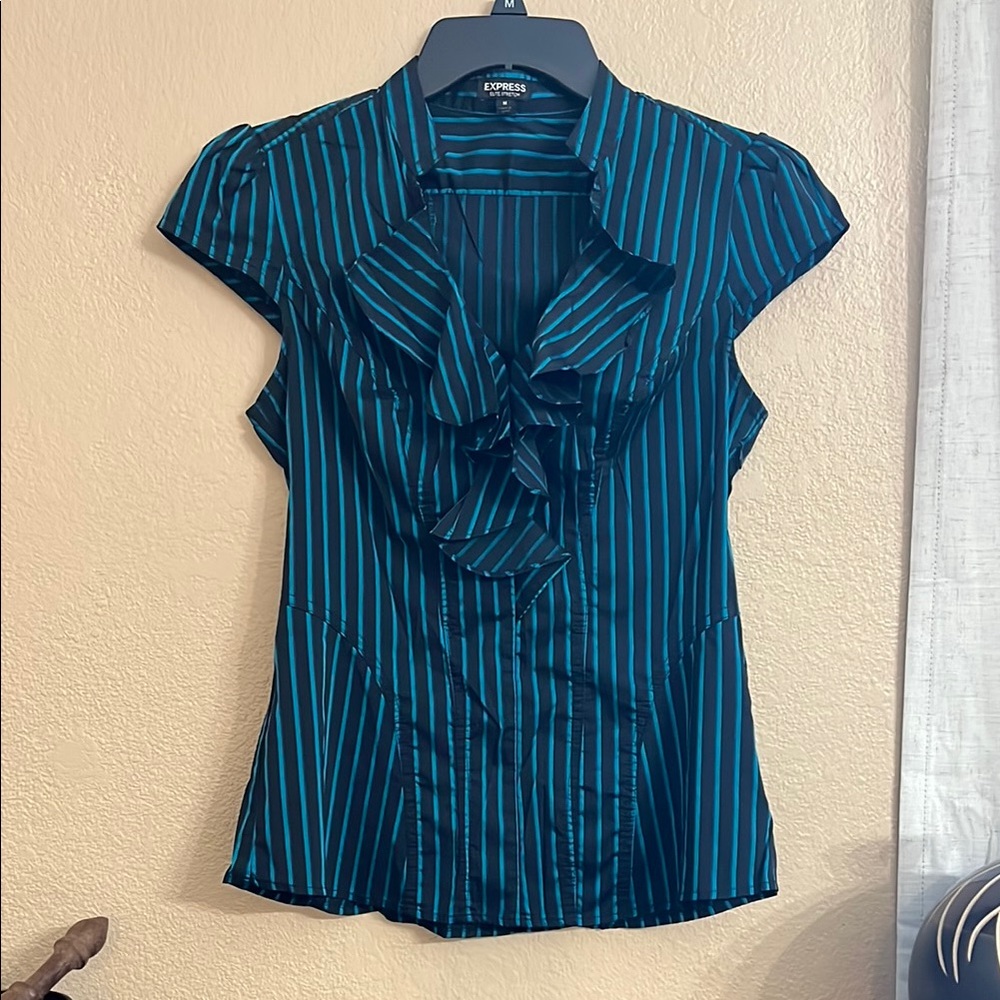 Express Blue and Black Blouse